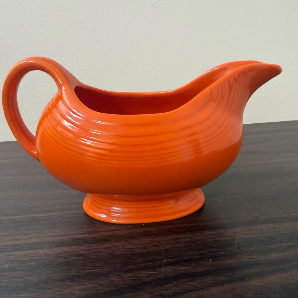 Vintage Fiesta Red Gravy Boat HLC USA FiestaWare Uranium Glaze